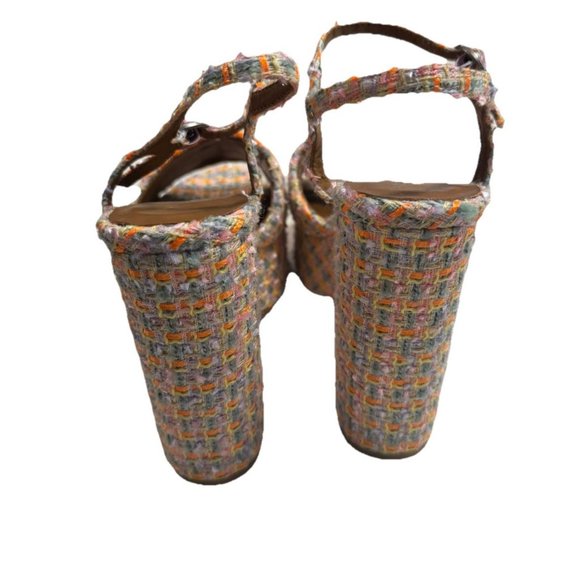 Kurt Geiger 8.5 (39) Platform Kensington London Tweed Fabric Eagle Block heel - Picture 10 of 16